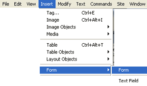 create a form tag in dreamweaver